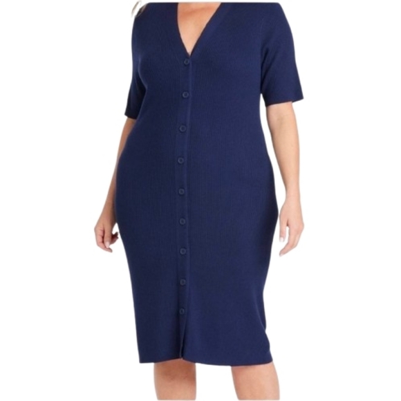 Ava & Viv Dresses & Skirts - NWT Ava & Viv Navy Ribbed Knit Midi Dress